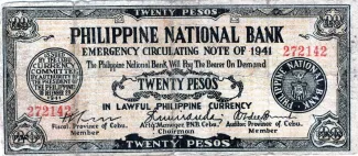 Philippine notgeld 20 Pesos, 1941 obverse
