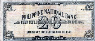 Philippine notgeld 20 Pesos, 1941 reverse