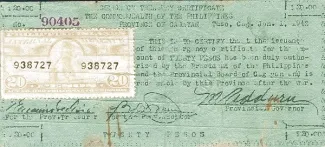 Philippine notgeld 20 Pesos, 1942 obverse