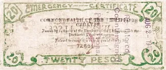Philippine notgeld 20 Pesos, 1942 reverse