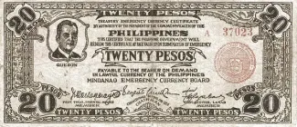Philippine notgeld 20 Pesos, 1942 obverse