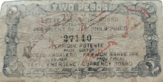 Philippine notgeld 2 Pesos, 1943 reverse