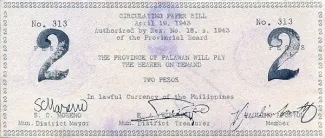 Philippine notgeld 2 Pesos, 1943 obverse