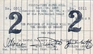 Philippine notgeld 2 Pesos, 1943 obverse