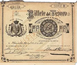 Philippine notgeld 4 Pesos, 1877 obverse