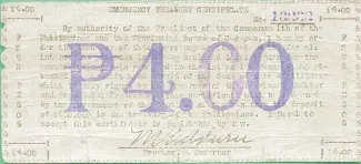 Philippine notgeld 4 Pesos, 1942 reverse