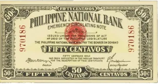 Philippine notgeld 50 Centavos, 1917 obverse