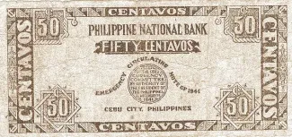 Philippine notgeld 50 Centavos, 1941 reverse