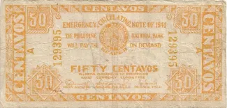 Philippine notgeld 50 Centavos, 1941 obverse