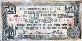 Philippine notgeld 50 Centavos, 1942 obverse