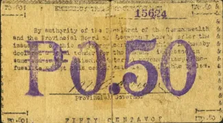 Philippine notgeld 50 Centavos, 1942 reverse