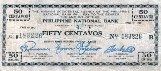 Philippine notgeld 50 Centavos, 1942 obverse