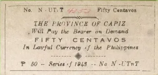 Philippine notgeld 50 Centavos, 1943 obverse