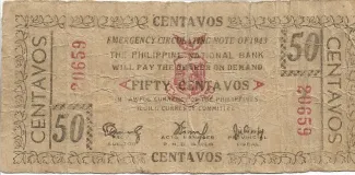 Philippine notgeld 50 Centavos, 1943 obverse
