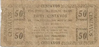 Philippine notgeld 50 Centavos, 1943 reverse