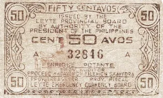 Philippine notgeld 50 Centavos, 1943 obverse