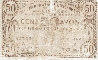 Philippine notgeld 50 Centavos, 1943 reverse