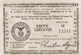 Philippine notgeld 50 Centavos, 1943 obverse