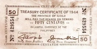 Philippine notgeld 50 Centavos, 1944 obverse
