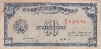 Philippine notgeld 50 Centavos, 1954-1957 obverse