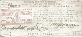 Philippine notgeld 50 Pesos, 1942 obverse