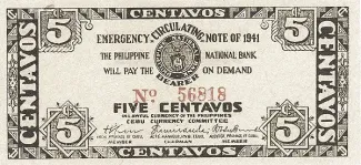 Philippine notgeld 5 Centavos, 1941 obverse