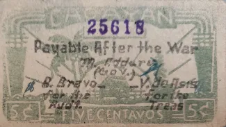 Philippine notgeld 5 Centavos, 1942 obverse