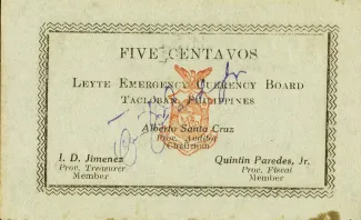 Philippine notgeld 5 Centavos, 1942 obverse