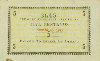 Philippine notgeld 5 Centavos, 1942 reverse