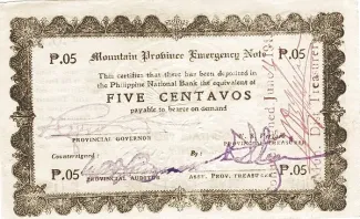 Philippine notgeld 5 Centavos, 1942 obverse