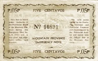Philippine notgeld 5 Centavos, 1942 reverse