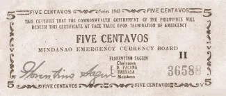 Philippine notgeld 5 Centavos, 1943-1945 obverse