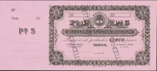 Philippine notgeld 5 Pesos, 1904 obverse