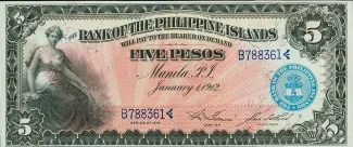 Philippine notgeld 5 Pesos, 1912 obverse