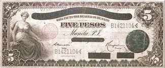 Philippine notgeld 5 Pesos, 1919 obverse