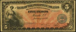 Philippine notgeld 5 Pesos, 1920 obverse