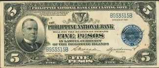 Philippine notgeld 5 Pesos, 1921 obverse