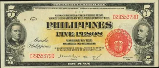 Philippine notgeld 5 Pesos, 1936-1941 obverse