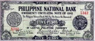 Philippine notgeld 5 Pesos, 1941 obverse