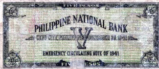 Philippine notgeld 5 Pesos, 1941 reverse