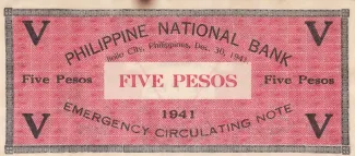 Philippine notgeld 5 Pesos, 1941 reverse