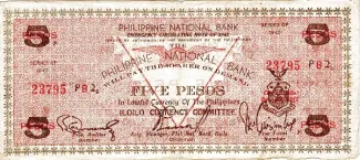 Philippine notgeld 5 Pesos, 1942-1943 obverse