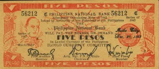 Philippine notgeld 5 Pesos, 1942-1944 obverse