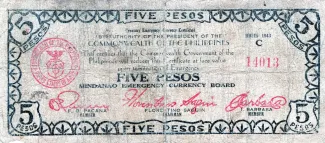 Philippine notgeld 5 Pesos, 1943 obverse