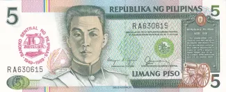 Philippine notgeld 5 Piso, 1989 P-177 obverse