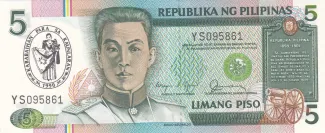 Philippine notgeld 5 Piso, 1990 P-178 obverse