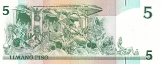 Philippine notgeld 5 Piso, 1991 P-179 reverse