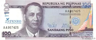 Philippines 100 Piso, 2011 P-212 obverse