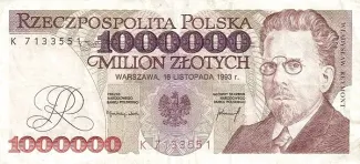 Poland 1.000.000 Zlotys, 1993 obverse