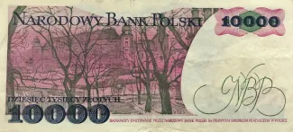Poland 10.000 Zlotys, 1987-1988 reverse